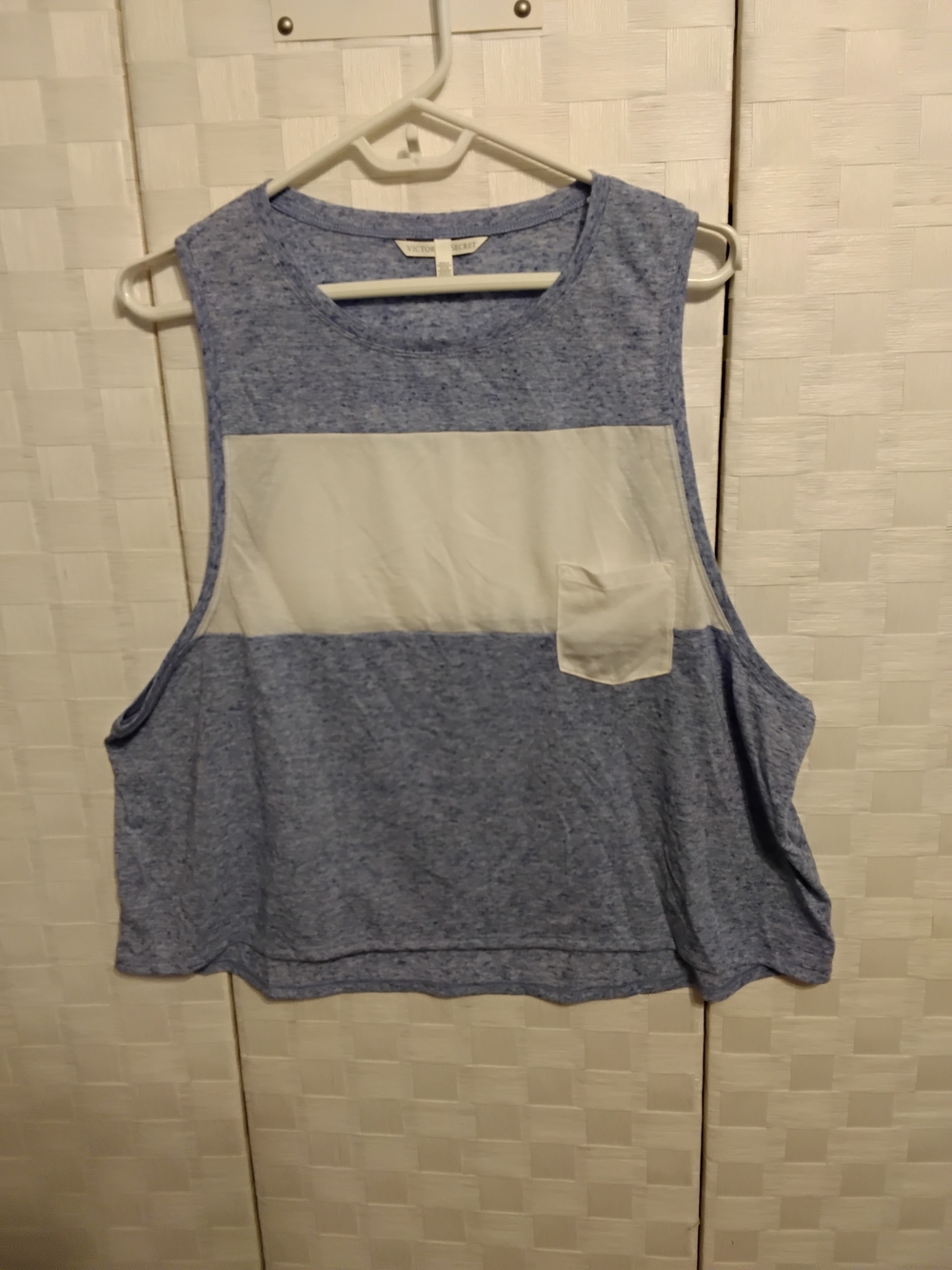 Victoria's Secret Muscle Tee Tank Top Women's Size XL Blue And White